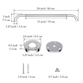 2 Pack 24 Inch Anti Slip Shower Grab Bar 1.25" Diameter,Munzong Stainless Steel Bathroom Grab Bar,Knurled Bathroom Balance Bar,Safety Handrail Support,Handicap Injury Elderly Senior Assist Bath Handle