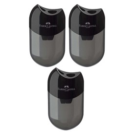 Faber-Castell - 183500 - Double Sharpener - Housing Colour: Black/Transparent (3 Sharpeners)