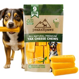 peaksNpaws Yak Cheese Himalayan Dog Chews, High Protein, Natural Dog Treats Small Dogs, Lactose Free Chew Sticks for Aggressive Chewers, Long Lasting Pet Treat for Dogs Under 15 lbs, 9 Small Chews