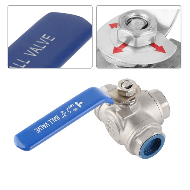 1pc Stainless Steel SUS304 Pipe Ball Valve Three Way T