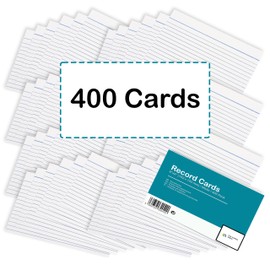 [400 Pack] Revision Cards 6x4 White Record Cards FlashCards Ruled (6”x 4”) 152mm x 102mm Blank Flash Cards Index Cards