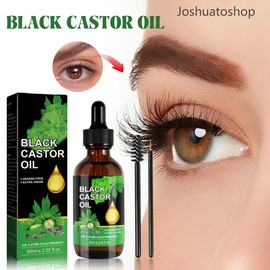 Black Castor Oil, 100% Pure Cold Pressed Unrefined for Hair Growth, Skin Condition, Eyebrows Eyelashes, Nail Care Grow, Strengthen, Moisture & Repair, Glass Bottle - Specification: 1 Bottle Set