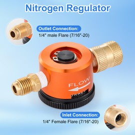 Tigbear Nitrogen Purge Tool, HVAC Nitrogen Flow Regulator, 3-Point Controlling Nitrogen Flow Regulator with 1/4" Flare Fitting, 50-200 PSI for Air Conditioning System Maintenance