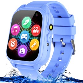 Waterproof Smart Watch for Kids 3-12 Years Old Boys Learning Toys with 26 Games, Video Camera, Pedometer, Music Player, Alarm Clock, Flashlight, HD Touchscreen Toddler Watches Girls Birthdays Gifts