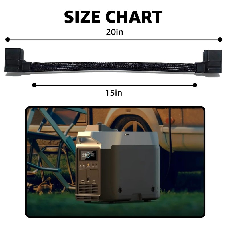 Extra Battery Connection Cable XT150 Gray Braided 20 Inches, Compatible