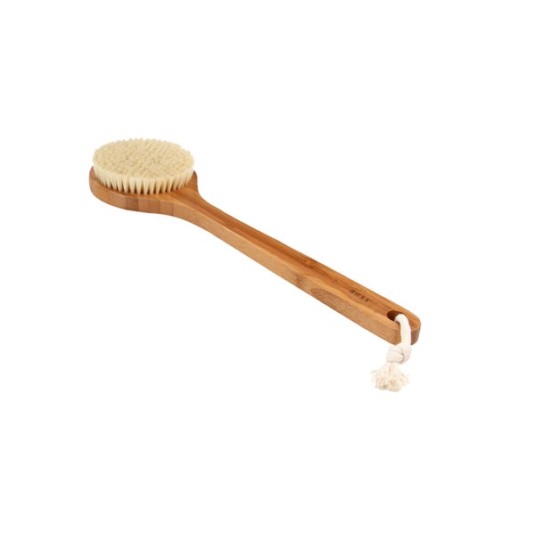 Esthetician Grade Bath & Body Brush  |   100% Natural Bristle FIRM   |  Pure Bamboo Handle   |   Round Style   |  Dark Finish  |   Model 81R - DB