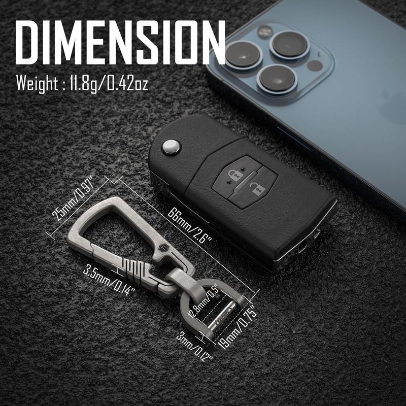 KeyUnity Titanium Carabiner KM16SW Keychain Men's with Keyring, High-Quality, Popular,