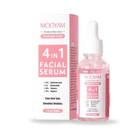 Serum Facial 4en1: Niacinamida, Ácido Hialurónico (10%) y Vitamina C (30%) y E Colágeno y Ácido Glicólico Hidratación(4N1, 15ml)