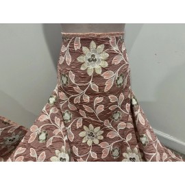 wowfabric4less123 Rose Pink Gold Ivory Floral Metallic Brocade Fabric 50” Width Sold By The Yard