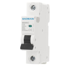 Baomain 16A AC Miniature Circuit Breaker, AC 400V 50Hz 6000A 1 Pole Circuit Breaker,C65 MCB DIN Rail Mount, MBM6C-1P (16 Amp)