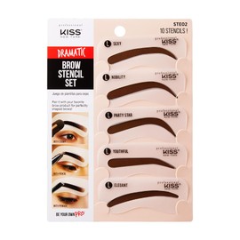 Kiss New York Instant Eye Brow Stencil Kit 5 Different Designs 10 Stencils Easy to Use Quick Finish (Stencil-Dramatic)