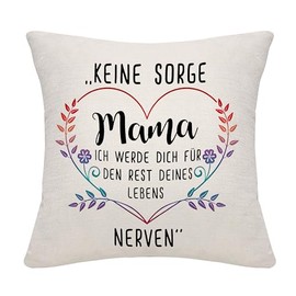 Bommex Keine Sorge, Mama. Ich Werde Dich für den Rest Deines Lebens Nerven Funny Gift Cushion Cover for Mum Mother from Daughter Son Mum Birthday Mother's Day (Mum)