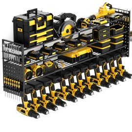 Frizoky 52'' Heavy Duty Power Tool Organizer Rack | 660lbs Capacity 4-Tier Wall Mount Garage Storage Shelf | Adjustable Pegboard Tool Storage for Workshop, Garage, and DIY Enthusiasts