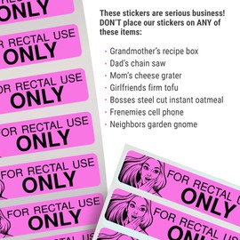 Rectal Use Only Stickers - Funny Gag Gifts for Adults - Pranks for Adults (200/Roll 1.5" x .375") Make Your Friends Laugh - Stupid Funny Prank Stuff and Practical Jokes (Pink)
