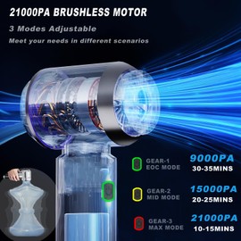 Car Vacuum Cleaner Cordless Foldable, 21000PA Mini Portable Handheld Vacuum, 4 in 1 Compressed Air Duster & Air Blower & Vacuum Cleaner & Inflation with Brushless Motor for Car, Home, Office Black