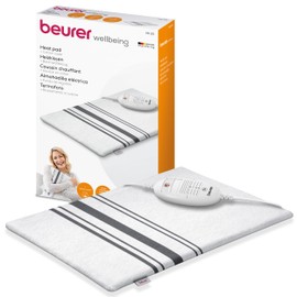 Beurer Beurer HK 25 Heizkissen, kuscheliges Wärmekissen mit 3 Temperaturstufen, Abschaltautomatik und Sicherheitssystem, made in Europe, maschinenwaschbar, 40 x 30 cm, weiß-grau