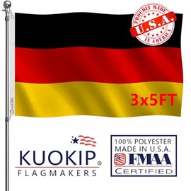 Double Sided German Flag 3x5 FT Made in USA Outdoor Heavy Duty 3 Ply Polyester The Germany DEU Flags with White Starting Tape and 2 Brass Grommets