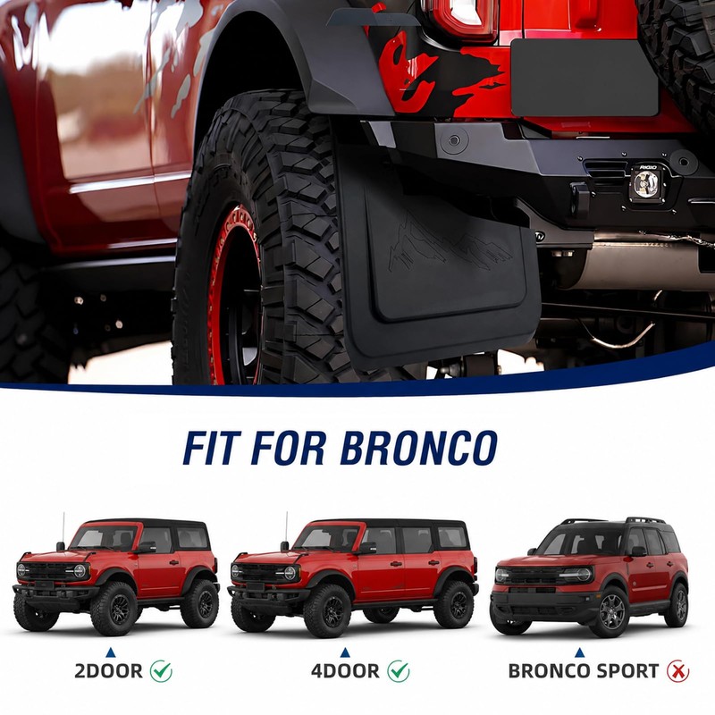 AULESSE Mud Flaps Splash Guards Compatible with Bronco 2/4-Door Accessories