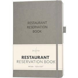 Skyline Restaurant Reservation Book – Undated Dinner Table Reservations Book – Guest & Server Book – Restaurant Supplies (Gray)