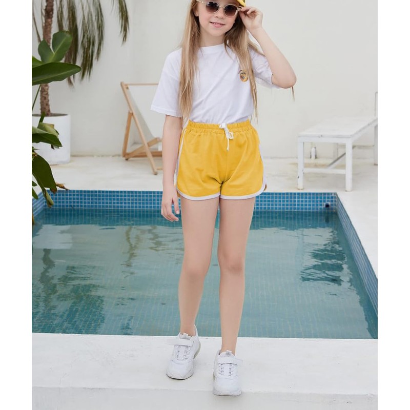 Fhowoh Girls' Athletic Shorts 3 Pack Active Running Dance Yoga