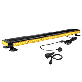 WOWTOU Roof Top Magnetic 80 LED Amber Emergency Strobe Light Bar for Trucks Snow Plows Construction Vehicles, Double Side Caution Flashing Beacon Lights