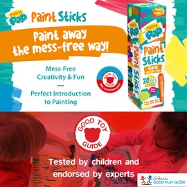 Paint Pop Paint Sticks For Kids - 30 Pack Assorted Colours & Giant Storage Tube - Twist & Paint, Mess-Free, Fast Drying Action, Easy Clean Up, Vibrant Colours, Multi-Surface,0.5 Liters