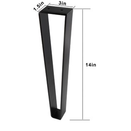 Osring 14 Inch Trapezoid Furniture Legs 4pcs, Solid Steel Furniture Hairpin Leg for Side Table, TV Stand and Cabinet, Black