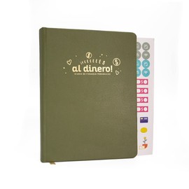 OREM, Diario de finanzas personales, planificador de gastos día a día, mensuales y anuales, tracking de compras, tracking de ahorros, libro encuadernado de piel sintética. (Verde)