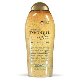 OGX Smoothing + Coconut Coffee Exfoliating Body Scrub with Arabica Coffee & Coconut Oil, Moisturizing Body Wash for Dry Skin,