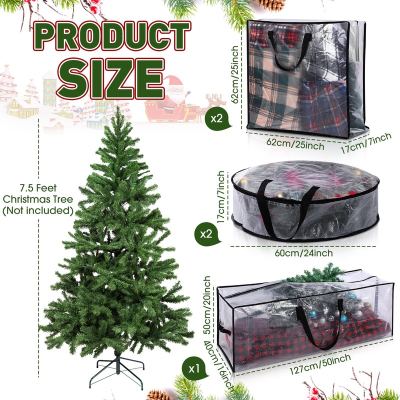 Simgoing 5 Pack Christmas Storage Bags, 7.5 Ft Christmas Tree