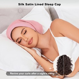 4Pcs Silk Satin Lined Sleep Cap Bonnets for Women Men, Adjustable Satin Bonnet for Sleeping Hair Wrap Slouchy Beanie Hat for Curly Hair and Braids(Color 04)