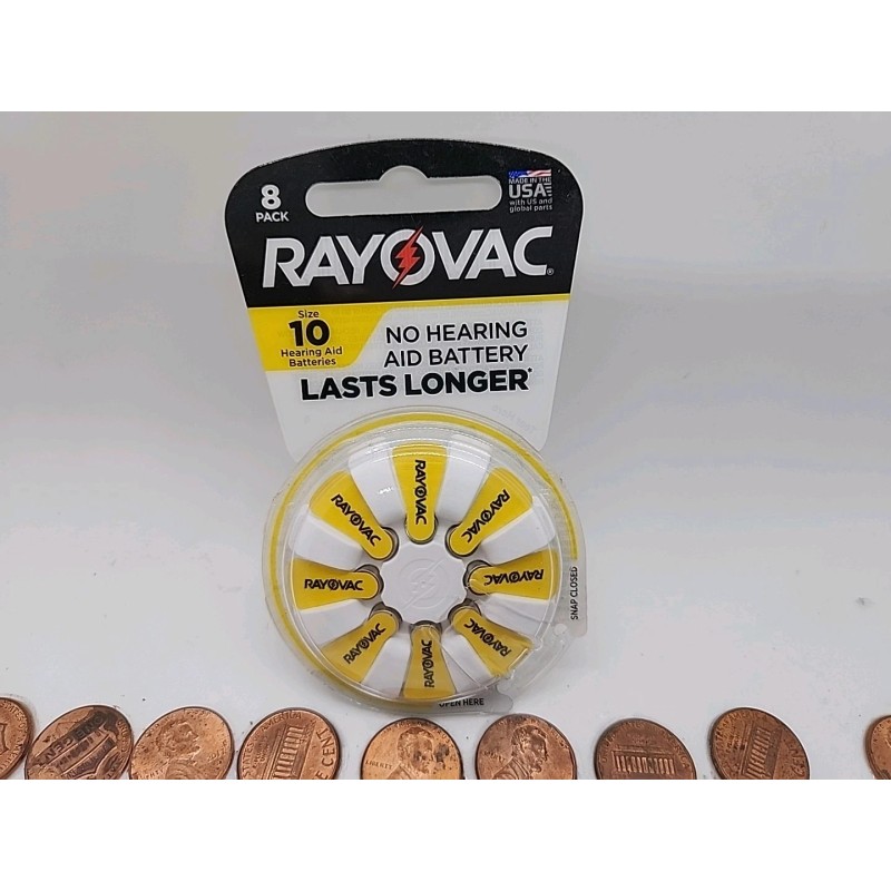 Rayovac #10 Hearing Aid Batteries 8 Pack NEW Size 10