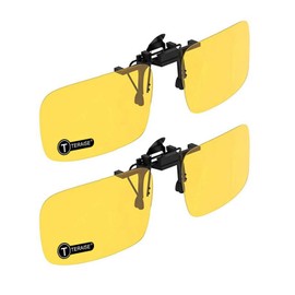 TERAISE Polarised Sunglasses Clip Over Glasses Anti-Glare UV400 Clip On Sunglasses for Men Women Driving, 2 pieces yellow + yellow