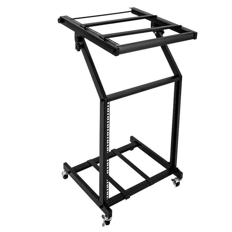 12U DJ Audio Mixer Stand Open Frame, Free Standing Rolling