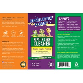 Absolutely Clean Amazing Reptile & Amphibian Terrarium Cleaner and Odor Eliminator - Just Spray/Wipe - Safely & Easily Removes Reptile & Amphibian Messes - USA Made