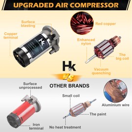 HK Replacement Air Compressor, 12V 150db Air Pump for Horn, Super Loud Car Horn Compressor Kit Chromed Zinc Single Trumpet for Any Vehicle Trucks Lorrys Cars Vans Trains Boats - Silver