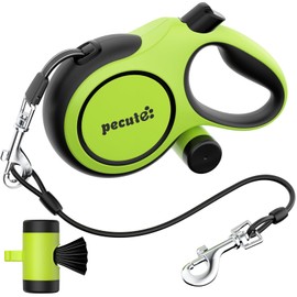 pecute Retractable Dog Leash with Anti-Bite Leash&Poo Bag Holder, 2025 New 8m Dog Lead with 360° Tangle-Free Extended, One-Handed Brake, Pause, Lock, Green