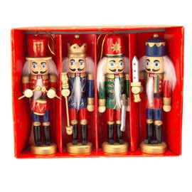 Kurt Adler Wooden Nutcracker Ornament 4-Piece Box Set, 5-Inch