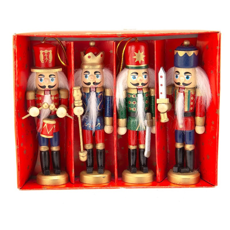 Kurt Adler Wooden Nutcracker Ornament 4-Piece Box Set, 5-Inch