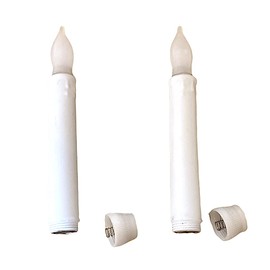 Taper LED Flickering Candles Battery Operated 6HR Timer 6.25"x0.875" Tabletop Shelf Room Window Candle Ring Soft White (White)