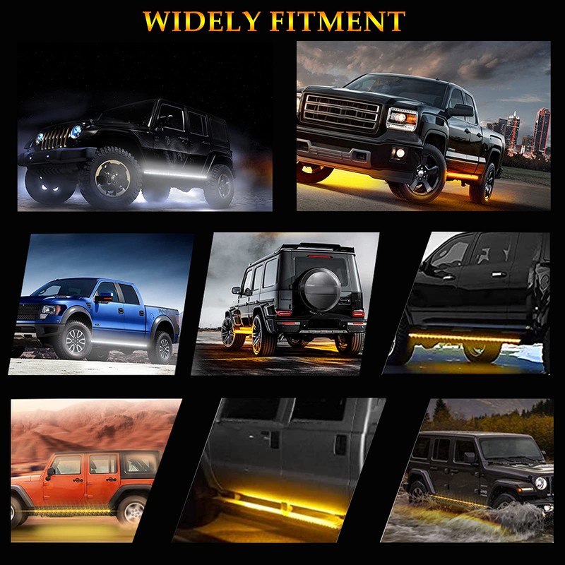 Truck LED Running Board Lights Amber Side Marker Kit, White