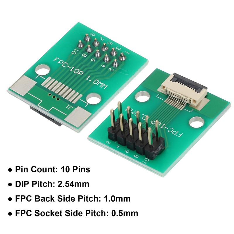 sourcing map FFC FPC Connector Board 10 Pin 0.5mm 2.54mm