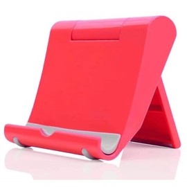 JUSDIQIR Cell Phone Stand for Desk Foldable Cell Phone Holder Desk Tablet Holder Mobile Phone Dock, Multi-Angle Universal Adjustable Tablet Dock Compatible with Most Cell Phone and Tablet (Red)
