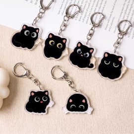 Llavero de gato negro a granel, llavero de gato Kawaii para bolsos