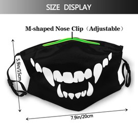 ENBBHZU Scary Monster Mouth Teeth Face Mask with 2 Filters Breathable Adjustable Cloth Masks Balaclavas for Men Women