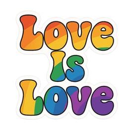 Love is Love Bubble Rainbow Letters Sticker (2.5" x 2.75")
