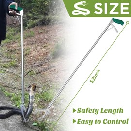 HOMEYA 52" Snake Tongs Grabber, Heavy Duty Snake Catcher Wide Jaw Handling Tool, Rattle Snake Catcher, Extra Long Snake Tongs, Snake Catcher with Lock&Non-Slip Grip Handle, Snake Tong Reptile Grabber