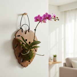 Dranvosk Staghorn Fern Mounting kit | Wall Hanging Board Vertical Plant Holder for Orchids Climbing Plants(Leaf) (Brown)