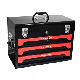 ARTMAN Portable 3 Drawers Tool Box Steel Tool Cabinet Storage Organizer With Lock