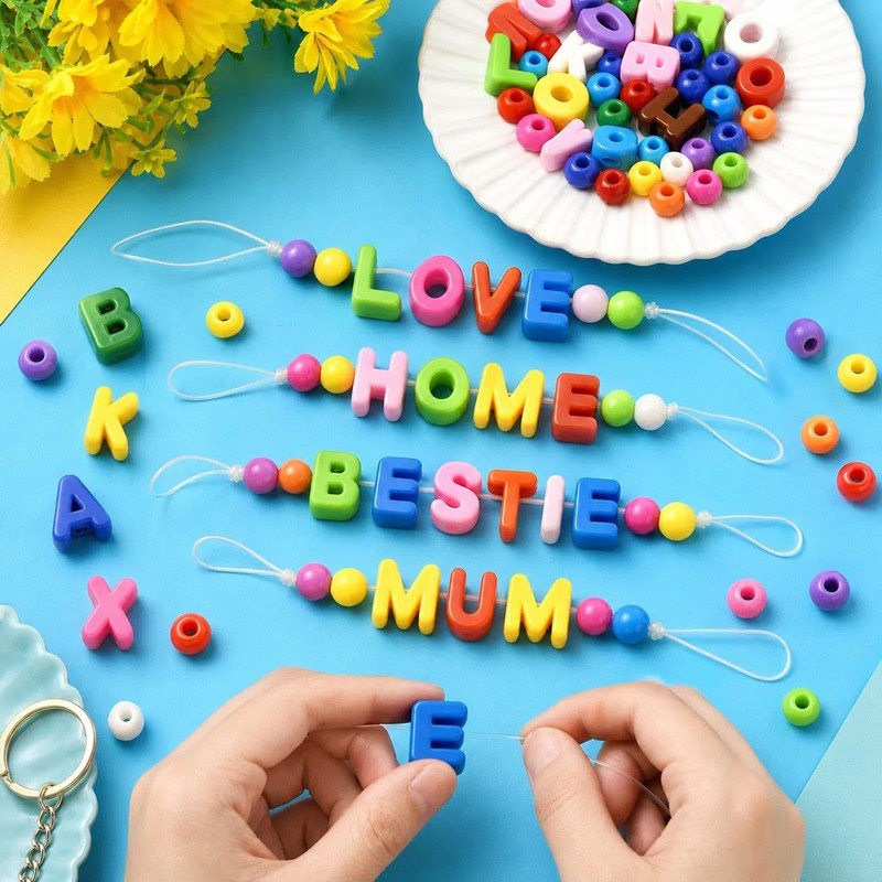 LILALILAC 180Pcs Chunky Letter Beads for Bracelet Making